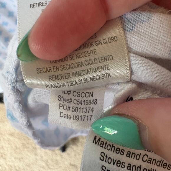 Eileen West White Patterned Blue Nightgown Embroidered Mumu Small - Picture 7 of 9